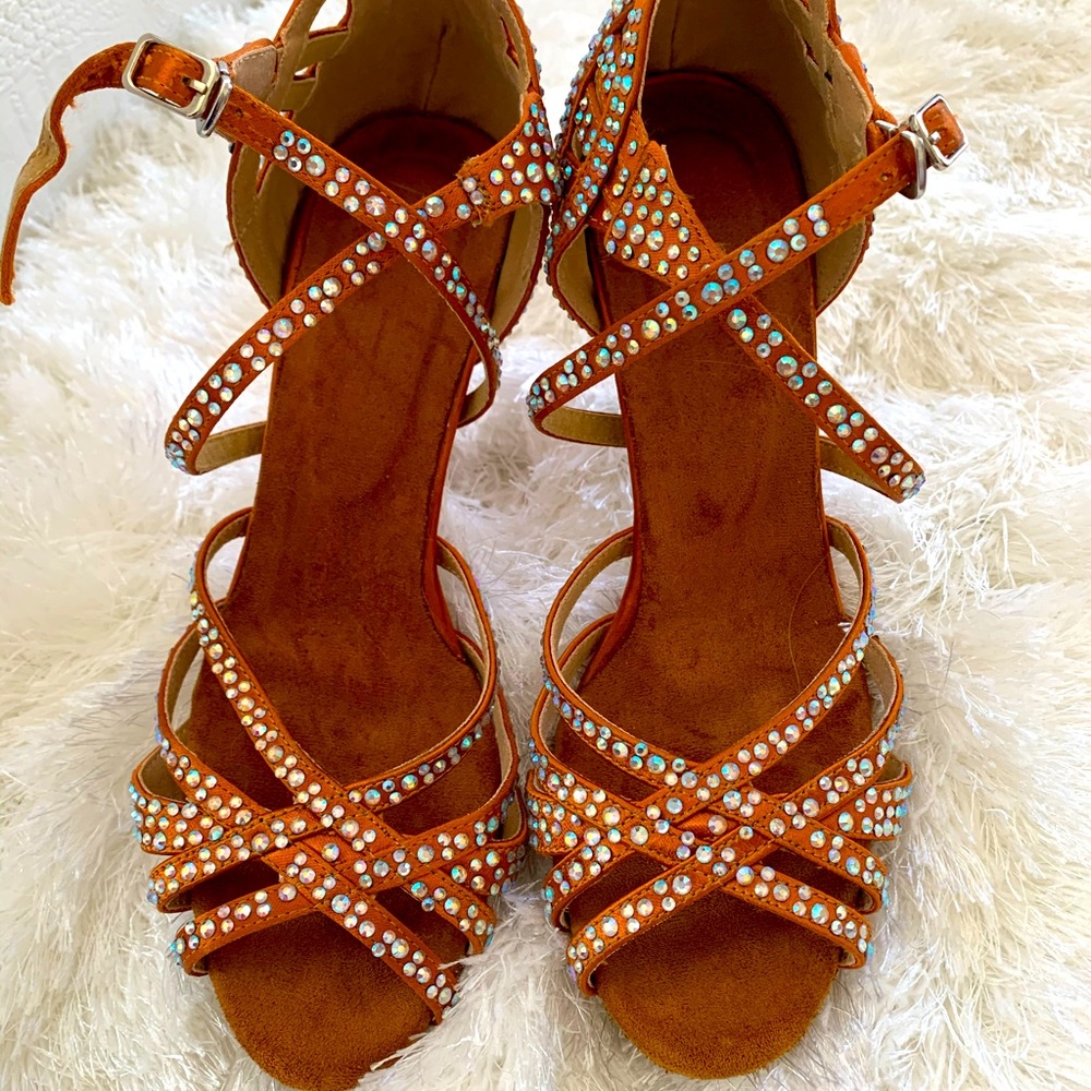 COPPER TAN RHINESTONE Dance Shoes